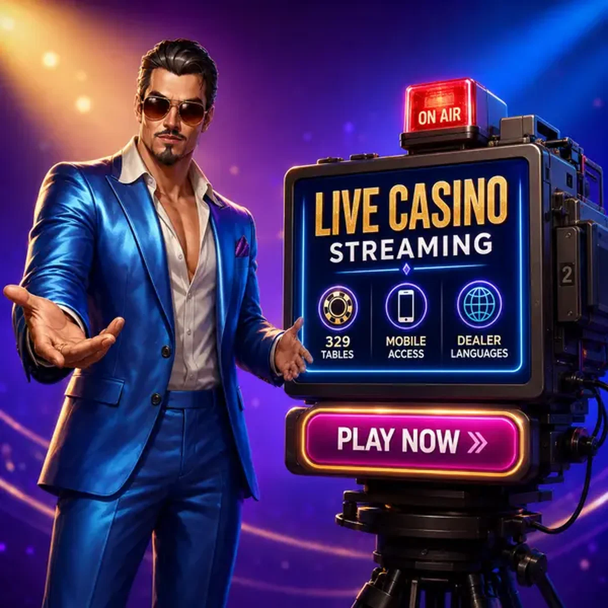 Anfitrión carismático presenta streaming de casino en vivo en Infraestructura de Streaming y Distribución de Mesas en 329 Mesas en Vivo